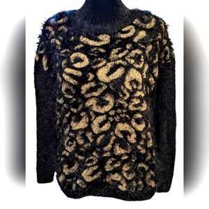 Joseph A. Fuzzy Cheetah Print Soft Sweater
